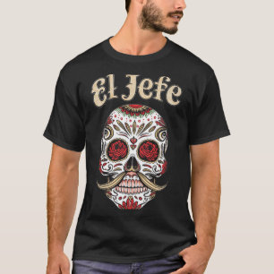Herren El Jefe Zucker-Schädel Dia De Los Muertos S T-Shirt