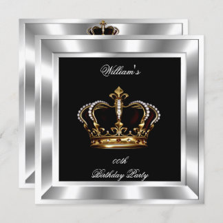 Herren-Elegant Schwarz Silver Geburtstag Prinz Kin Einladung