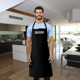 Herren Elegant Schwarz Weiß Name Modern Einfach Ch Schürze
