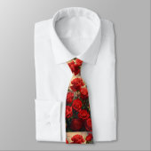 Herren Elegante Rote Rose Print Neck Tie . Krawatte (Gebunden)