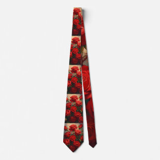 Herren Elegante Rote Rose Print Neck Tie . Krawatte