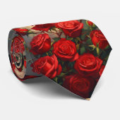 Herren Elegante Rote Rose Print Neck Tie . Krawatte (Gerollt)