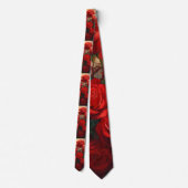 Herren Elegante Rote Rose Print Neck Tie . Krawatte (Rückseite)