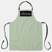 Herren-eleganter Sage Green Name Moderner einfache Schürze (Vorderseite)