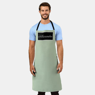 Herren-eleganter Sage Green Name Moderner einfache Schürze