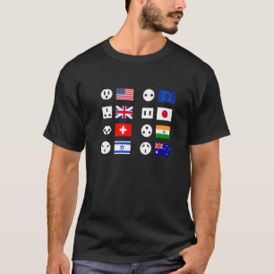 Herren Elektriker Internationale Stromstecker und T-Shirt