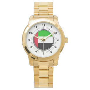 Herren Emirates Flag Oversized Gold Bracelet Watch Armbanduhr