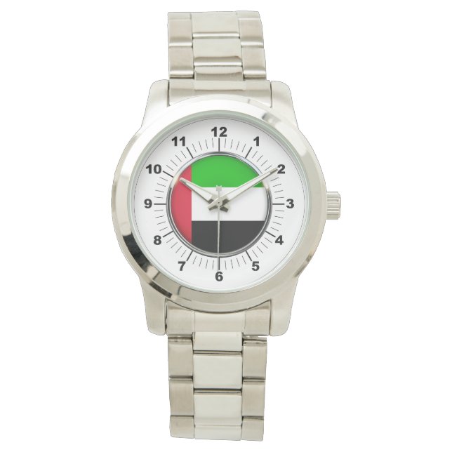 Herren Emirates Flag Oversized Silver Watch Armbanduhr (Vorderseite)
