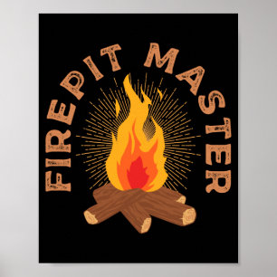 Herren Feuerstelle Meister Camping Lagerfeuer Camp Poster