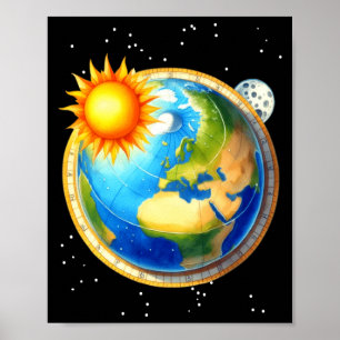 Herren Flat Earth Society Lustige Verschwörung Wel Poster
