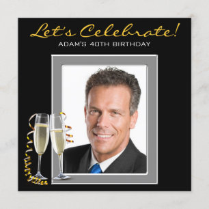 Herren Foto Geburtstagsfeier mit beliebiger Zahl Einladung