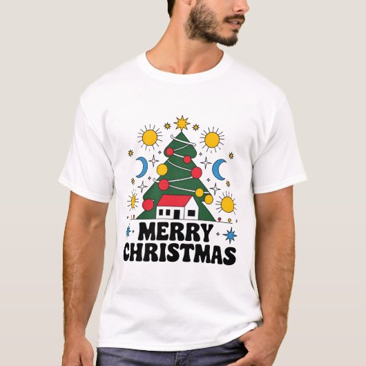 Herren frohe Weihnachten Basic T - Shirt: Festlich T-Shirt (Vorderseite)