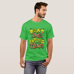 Herren "Fun Times With Friends" Neon Grünes T-Shir T-Shirt