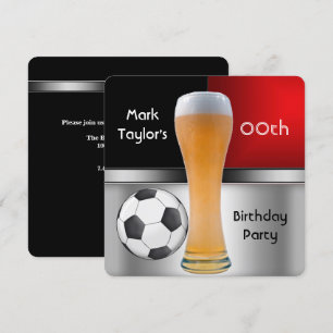 Herren Geburtstagsfeier Rot Bier Fußball Einladung