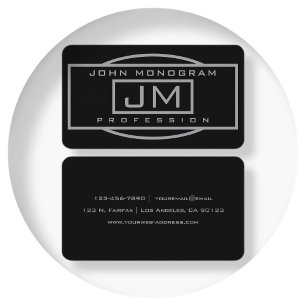 Herren Geometrisches Schwarz & Grau Monogramm Gesc Visitenkarte