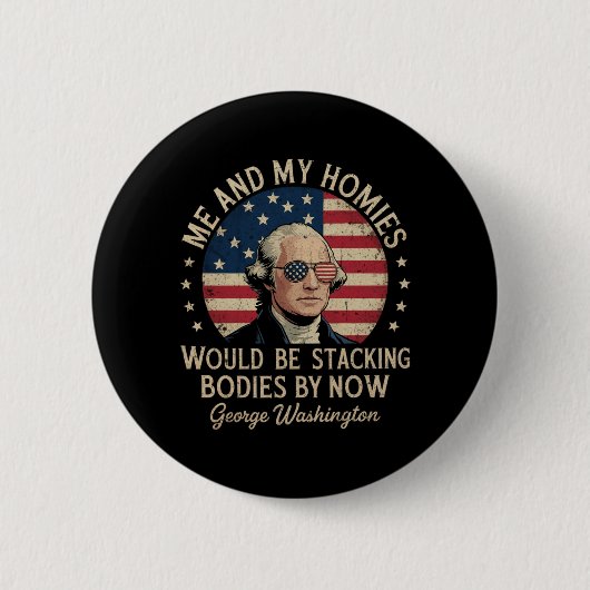 Herren George Washington 4. Juli Patriotisch Button (Vorderseite)