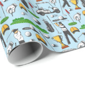 Herren Golfsport Symbole Blaues Geschenk Geschenkpapier (Rolleneckpunkt)