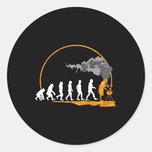 Herren-Grill-Geschenkdruck Evolution Des Grills Sm Runder Aufkleber (Vorderseite)