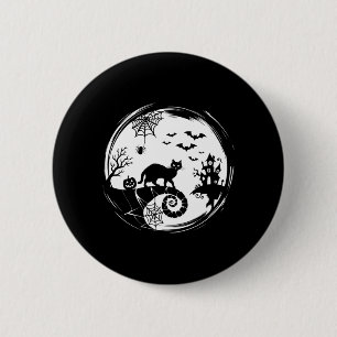 Herren Halloween Katze Spinne Fledermäuse Mond Sch Button