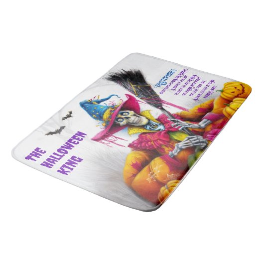 Herren Halloween King Spooky Skeleton Badematte (Schrägansicht)