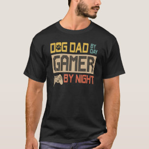Herren Hund Papa bei Tag Gamer bei Nacht Vintage V T-Shirt