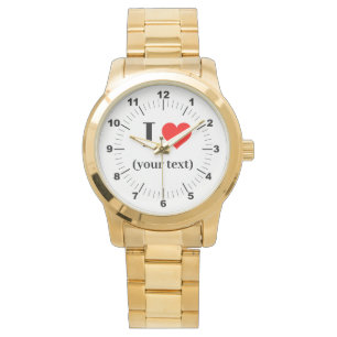 Herren Ich Herz Oversized Gold Armband Armbanduhr