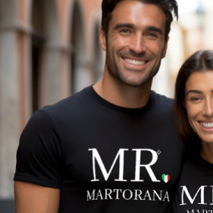 Herren Italienische Flagge Herz Persönlicher Nachn T-Shirt