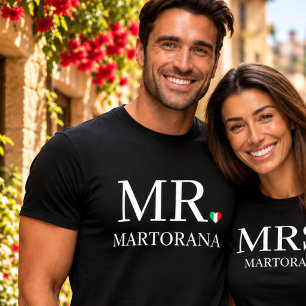 Herren Italienische Flagge Herz Persönlicher Nachn T-Shirt