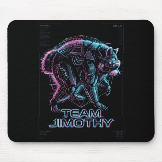 Herren Jimothy Waschbär Lustiger Müll Panda Team Mousepad (Vorne)