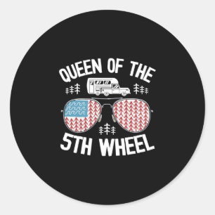 Herren Königin des 5-Rad-Camper American Flag Runder Aufkleber