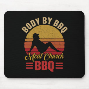 Herren Körper Von Bbq Vintage Meat Church Grilling Mousepad