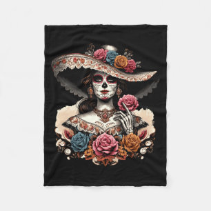 Herren La Catrina Bunter Totenkopf Mexikanischer T Fleecedecke