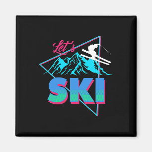 Herren Let's Ski Retro 80er Skiausrüstung Vintage  Magnet