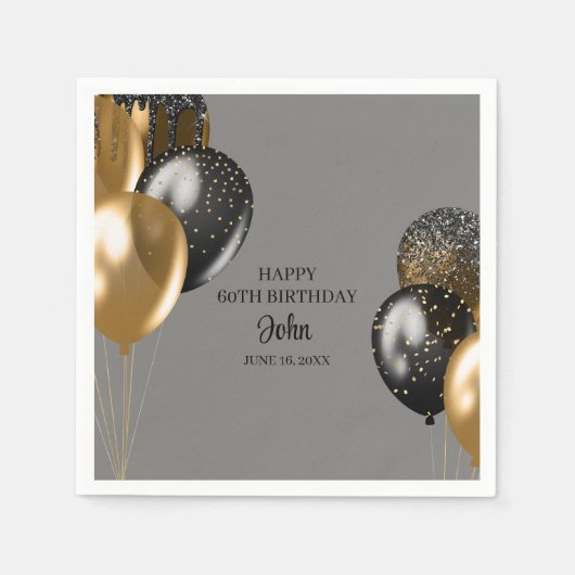 Herren Luftballons Geburtstag Serviette (Vorderseite)