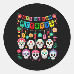Herren Mexiko Dia De Los Muertos Lustiger Tag Runder Aufkleber