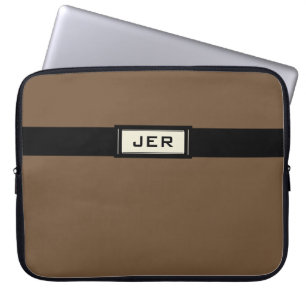 Herren Moderne monogrammierte Initialen Braun Schw Laptopschutzhülle