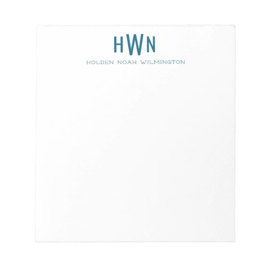 Herren Monogram Professional Navyblau ohne Futter Notizblock (Vorderseite)