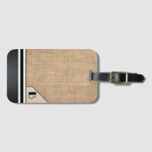 Herren-Monogramm-Burlap-Schwarzes-Diamant-Bild Gepäckanhänger (Vorderseite (Horizontal))