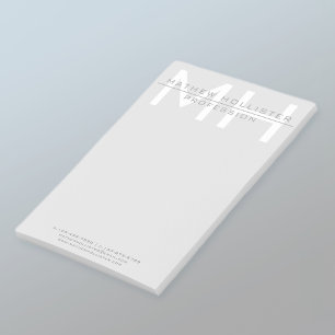 Herren Monogramm, Grau Geschäftlich Post-it Klebezettel