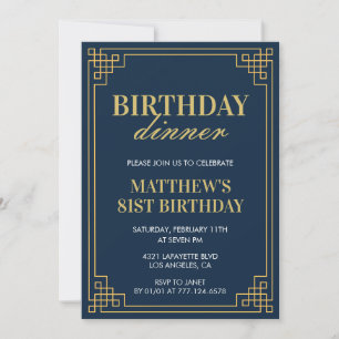 Herren Navy Blau Geburtstagsessen 81. Geburtstag  Einladung