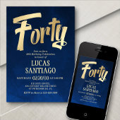 Herren Navy Gold 40. Geburtstag Einladung