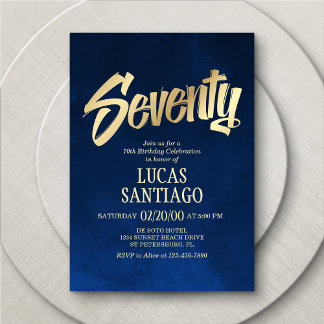 Herren Navy Gold 70. Geburtstag Einladung