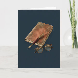 Herren Notizbuch Füller und Brille Karte