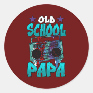Herren Old School Papa Boombox Hip Hop Trap Musik Runder Aufkleber