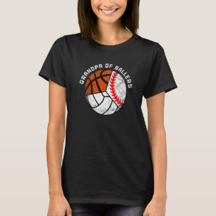 Herren Opa der Baller Baseball Volleyball Basket T-Shirt