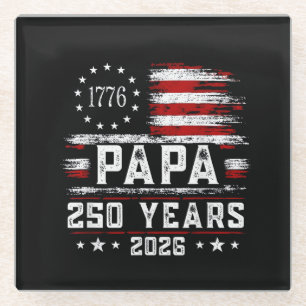 Herren Papa Amerikanische Flagge 250 Jahre 4. Juli Glasuntersetzer