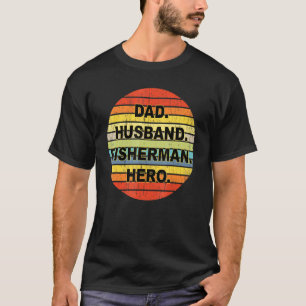 Herren Papa Ehemann Fischer Held Vintage Retro Kre T-Shirt