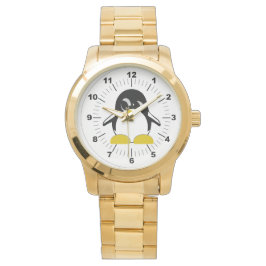 Herren Pinguin Oversized Gold Bracelet Watch Armbanduhr