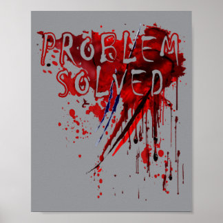 Herren Problem Gelöst T-Shirt Blutiger Horror Zomb Poster