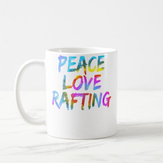 Herren Rafting-Outfit Spruch Raftingboot Peace Lov Kaffeetasse (Links)
